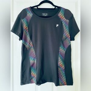 EUC Fila Sport | Black Athletic Top with Colorful Side Panels